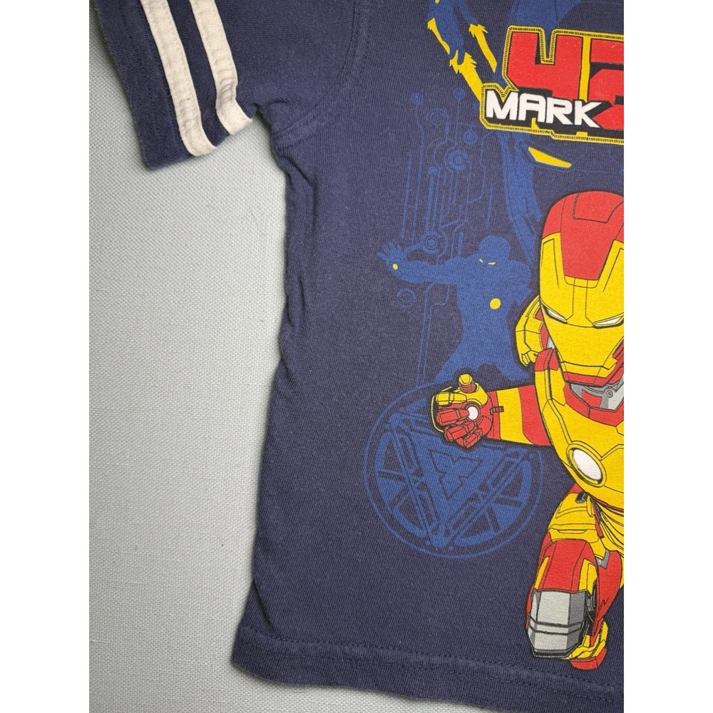 Boys 24 Months Iron Man Blue Short Sleeve Tee Shirt Tshirt Marvel 2013 - Picture 5 of 15